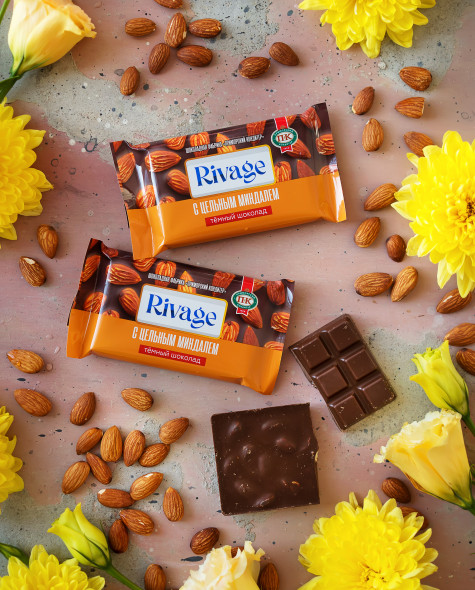 Тёмный шоколад «Rivage» с цельным миндалём
